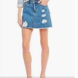 A LOVES A DECONSTRUCTED DENIM MINI SKIRT SZ 4